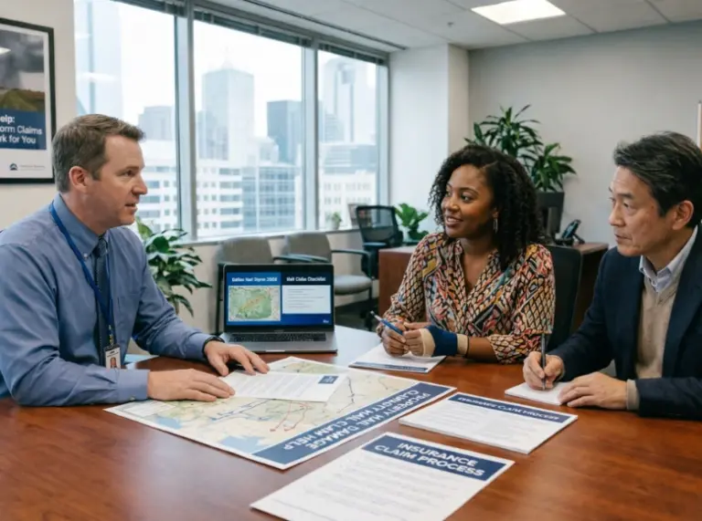 Public adjuster helping policyholders with insurance claim after hail